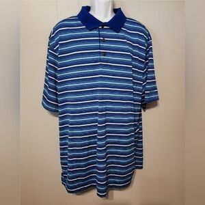 Reebok Golf Polo‎ 2XL Blue Pinstripe Play Dry Lightweight Performance A548